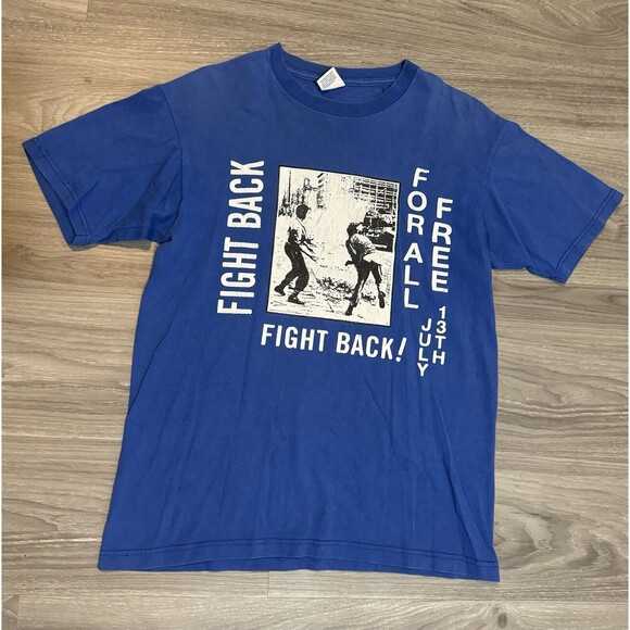 Supreme Vintage T Shirt Blue Fight Back Free All Mens Size Medium Tee 2009